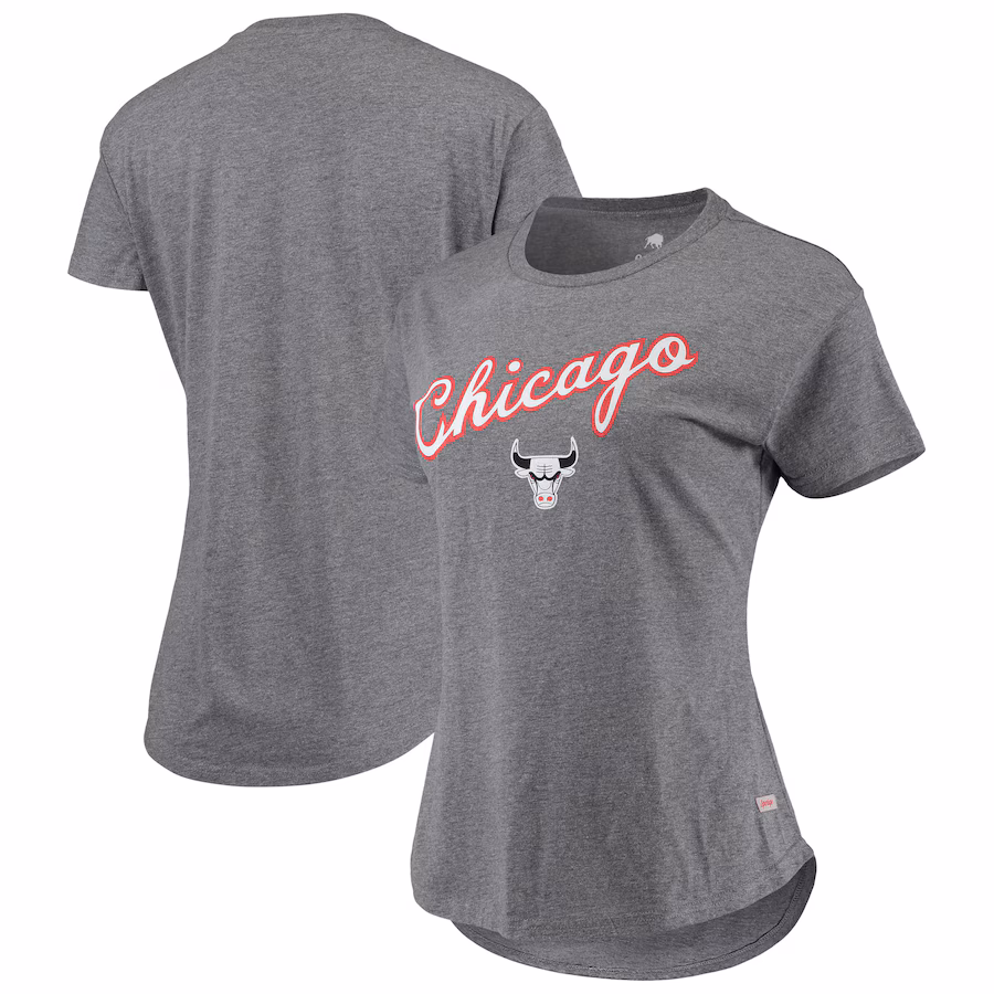 Women's Chicago Bulls Sportiqe Heathered Gray City Edition Phoebe Tri-Blend T-Shirt - Jersey