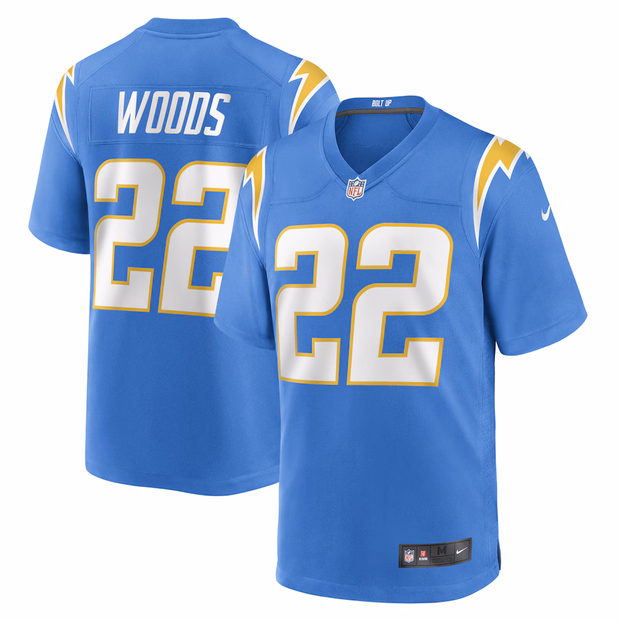 Men's Los Angeles Chargers JT Woods Nike Powder Blue Game Player Jersey - Jersey