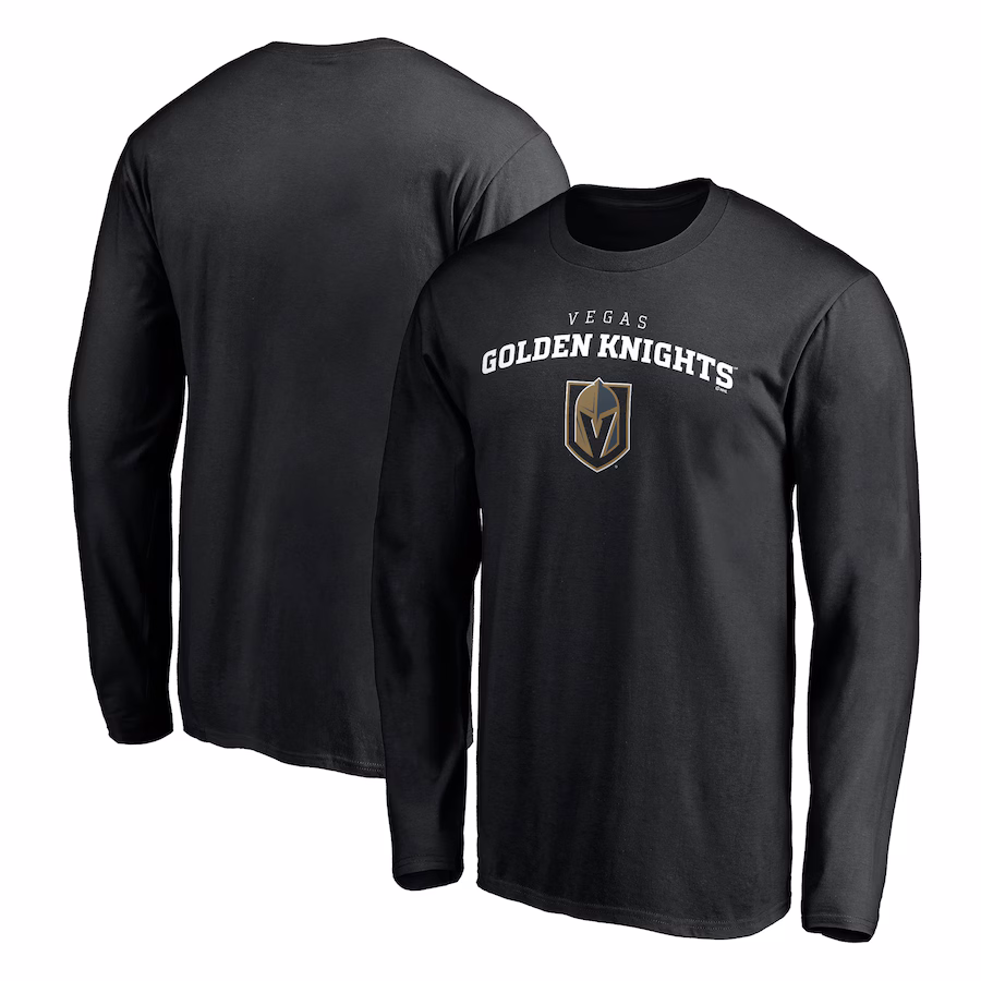 Men's Vegas Golden Knights Black Team Lockup Long Sleeve T-Shirt - Jersey