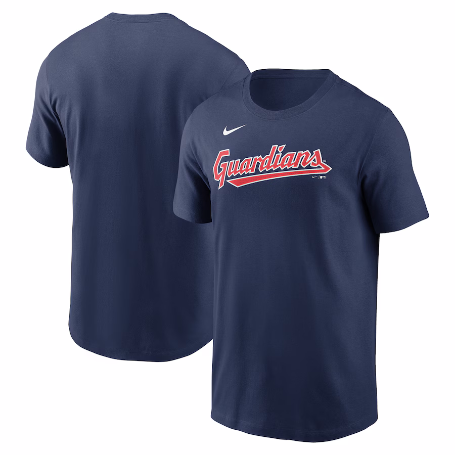 Men's Cleveland Guardians Nike Navy Fuse Wordmark T-Shirt - Jersey