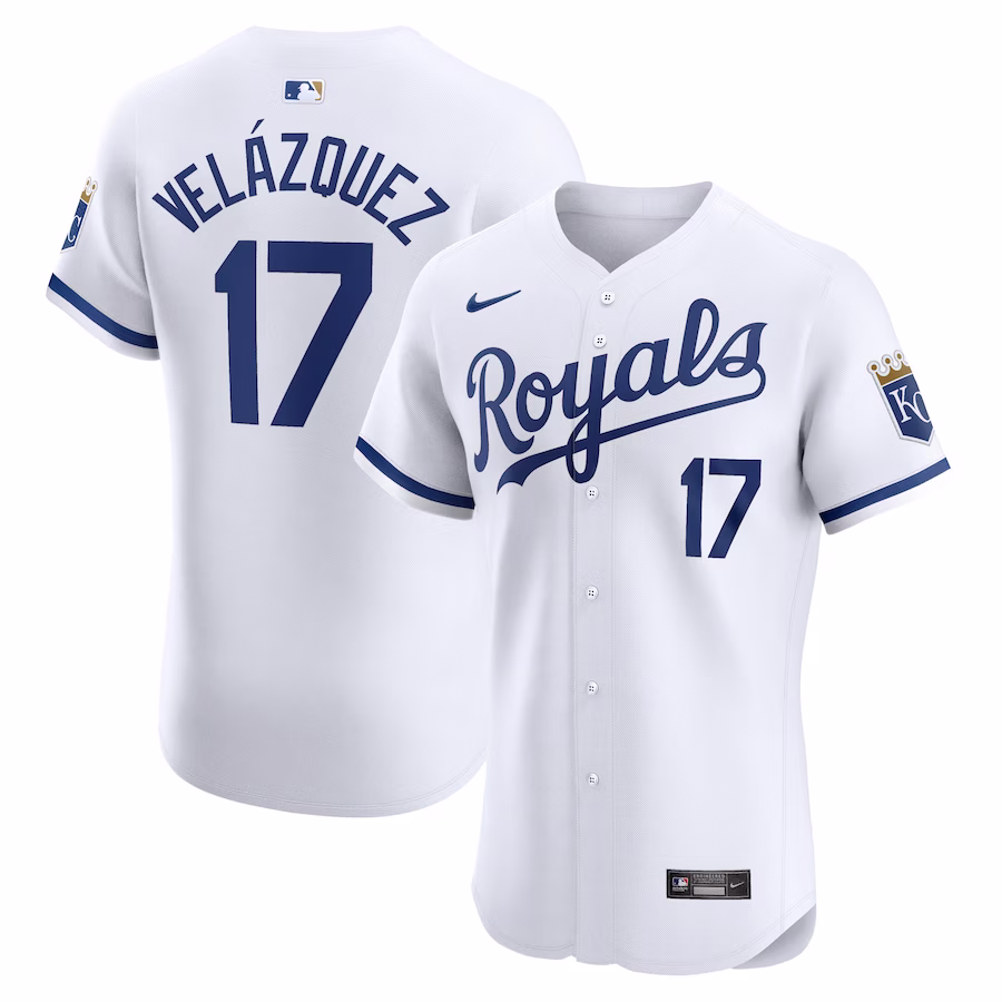 Men's Kansas City Royals Nelson Velazquez Nike White Home Elite Player Jersey - Jersey