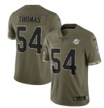 Men's Miami Dolphins #54 Zach Thomas 2022 Olive Salute To Service Limited Stitched Jersey - Jersey