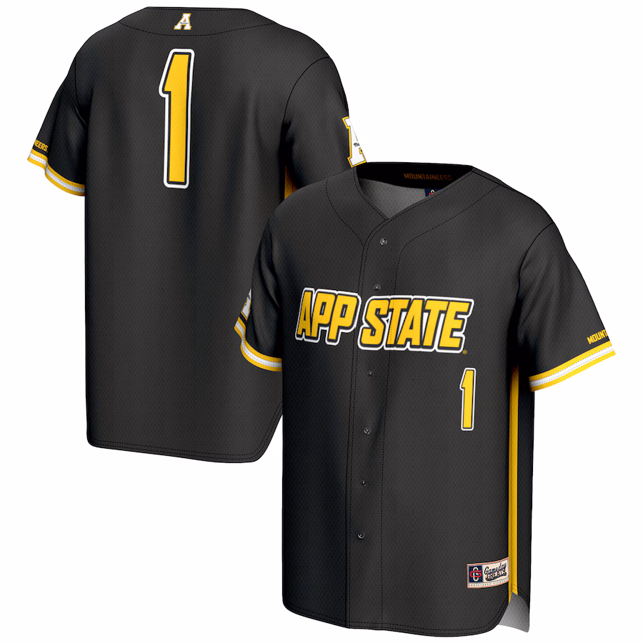 Men's GameDay Greats #1 Black Appalachian State Mountaineers Lightweight Baseball Fashion Jersey - Jersey