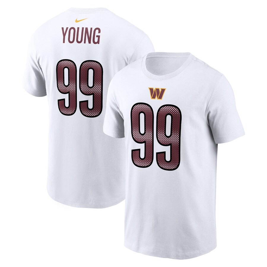 Men's Washington Commanders Chase Young Nike White Player Name & Number T-Shirt - Jersey