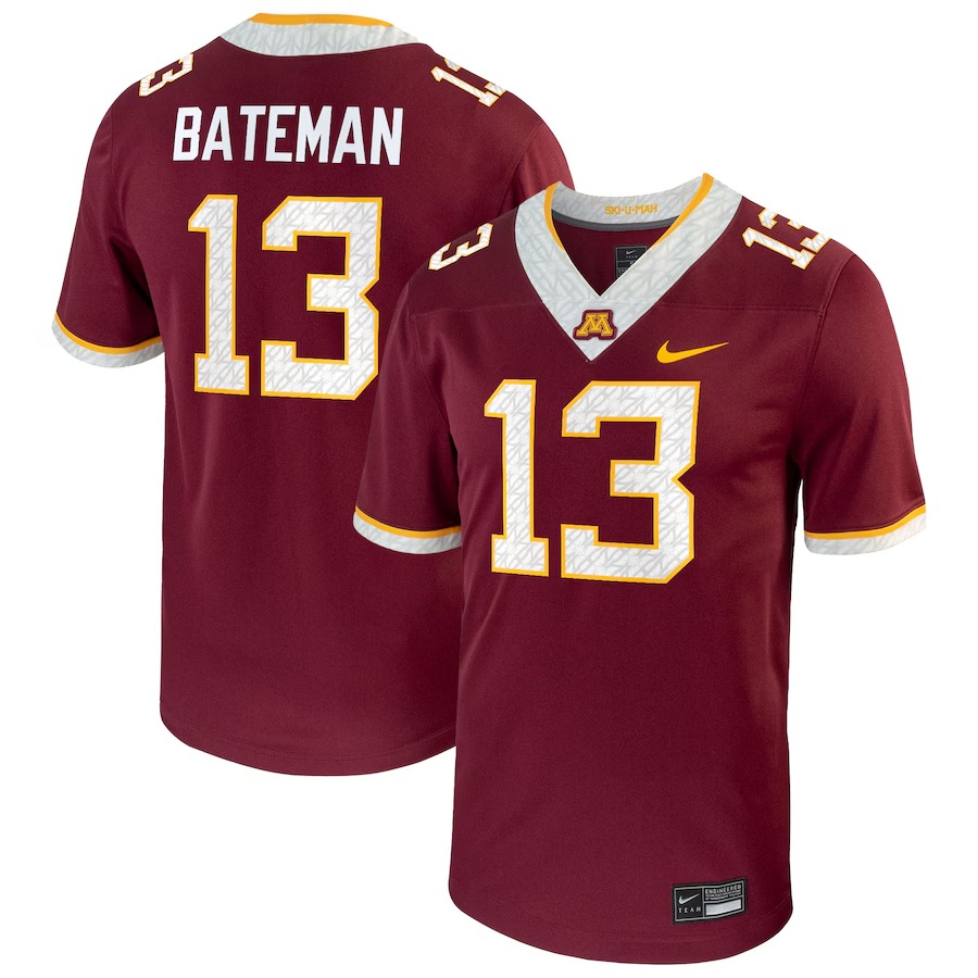 Men's Nike Rashod Bateman Maroon Minnesota Golden Gophers Player Game Jersey - Jersey