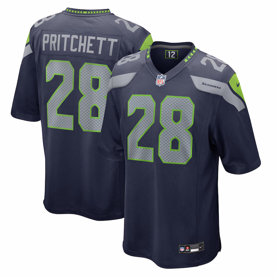 Men's Seattle Seahawks Nehemiah Pritchett Nike College Navy Game Jersey - Jersey