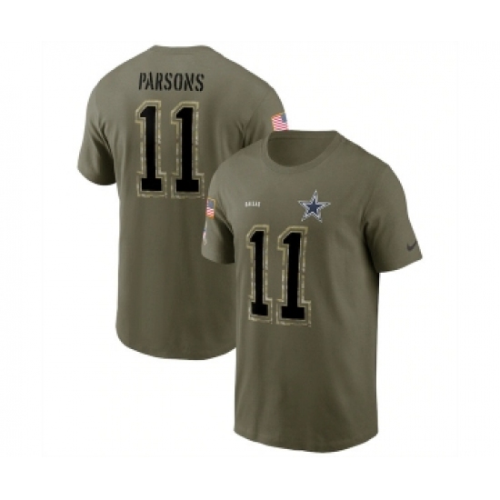 Men's Dallas Cowboys #11 Micah Parsons 2022 Olive Salute to Service T-Shirt - Jersey