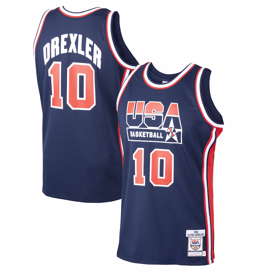 Men's USA Basketball Clyde Drexler Mitchell & Ness Navy 1992 Dream Team Authentic Jersey - Jersey