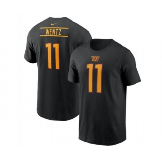 Men's Washington Commanders #11 Carson Wentz 2022 Black Name & Number T-Shirt - Jersey