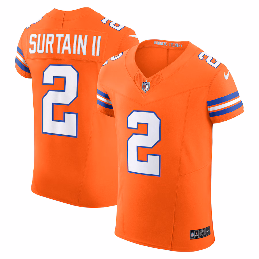 Men's Denver Broncos Patrick Surtain II Nike Orange Vapor F.U.S.E. Elite Jersey Vapor F.U.S.E. Elite Jersey - Jersey