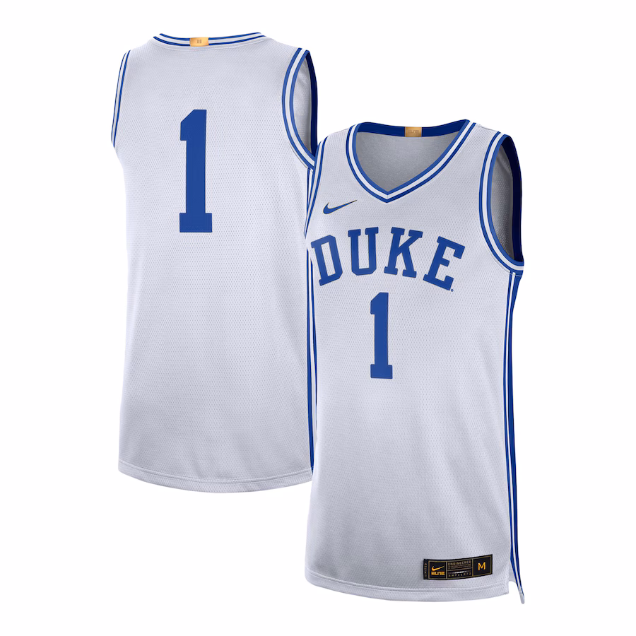 Men's Nike #1 White Duke Blue Devils Limited Authentic Jersey - Jersey