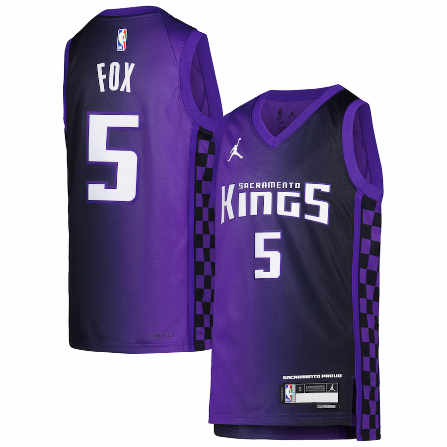Youth Sacramento Kings De'Aaron Fox Jordan Brand Purple Swingman Jersey - Statement Edition - Jersey