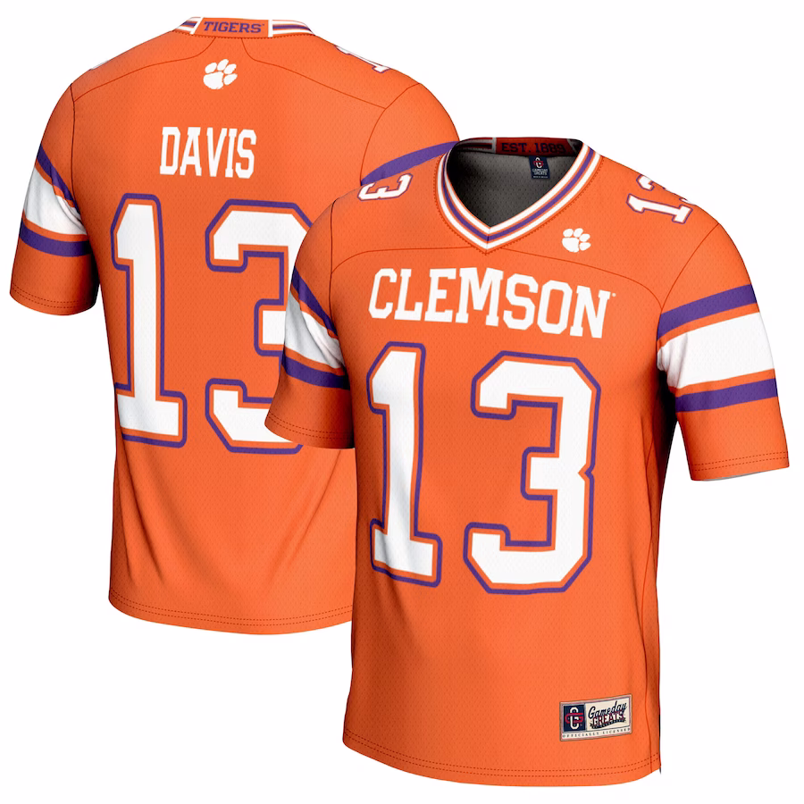Tyler Davis Clemson Tigers GameDay Greats NIL Player Football Jersey - Orange - Jersey