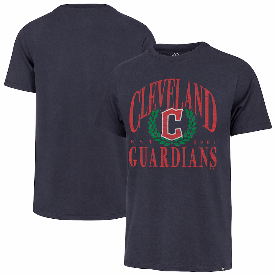 Men's Cleveland Guardians '47 Navy Pitchout Franklin T-Shirt - Jersey