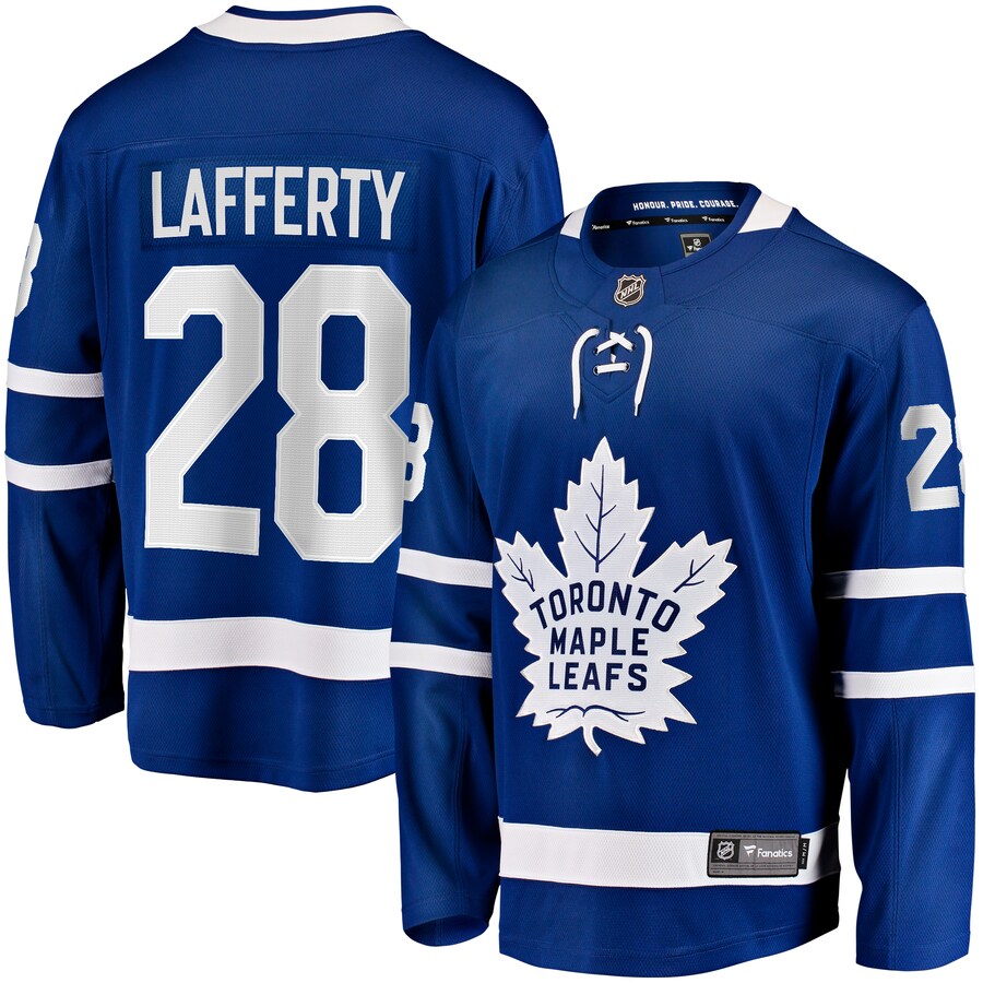 Men's Toronto Maple Leafs Sam Lafferty Fanatics Branded Blue Home Breakaway Jersey - Jersey