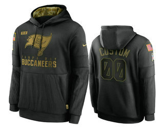 Men's Tampa Bay Buccaneers Custom Black 2020 Salute To Service Sideline Performance Pullover Hoodie - Jersey