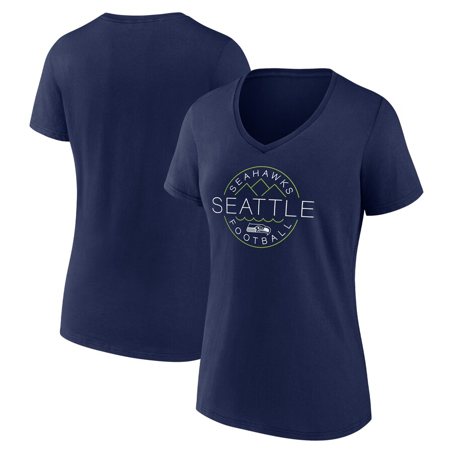 Women's Seattle Seahawks Fanatics College Navy Hometown Defensive Stand V-Neck T-Shirt - Jersey