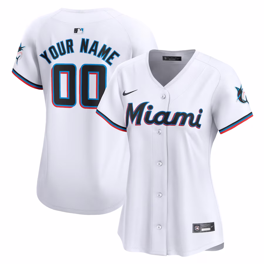Women's Miami Marlins Nike White Home Limited Custom Jersey - Jersey