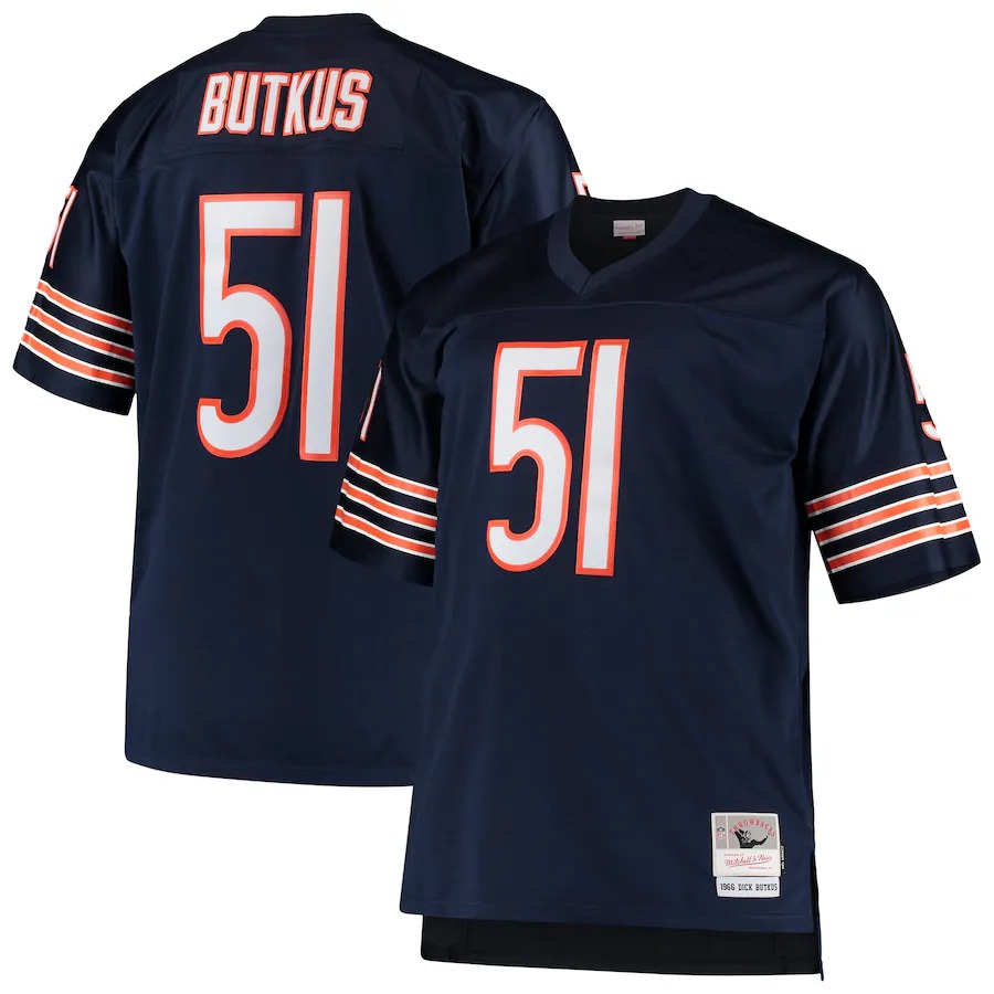 Men's Chicago Bears Dick Butkus Mitchell & Ness Navy Big & Tall 1966 Retired Player Replica Jersey - Jersey