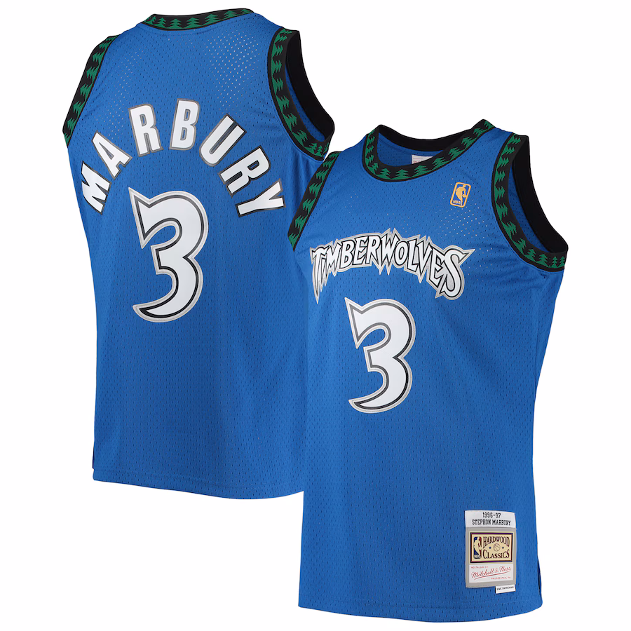 Men's Minnesota Timberwolves Stephon Marbury Mitchell & Ness Blue 1996/97 Hardwood Classics Swingman Jersey - Jersey
