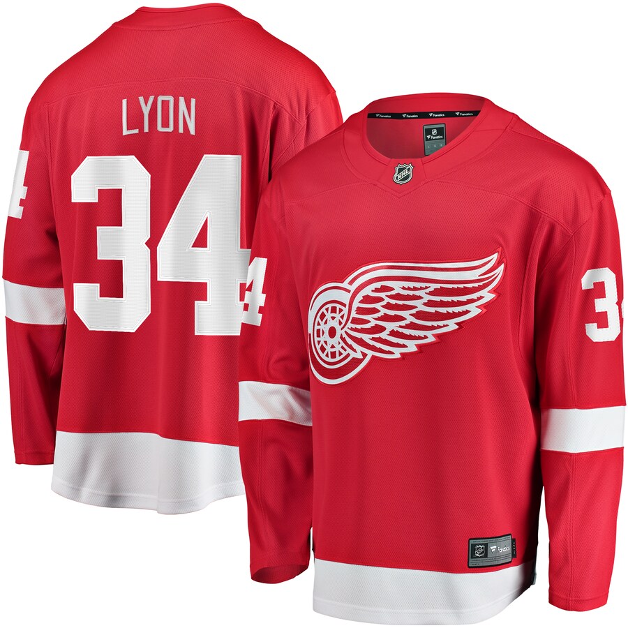 Men's Detroit Red Wings Alex Lyon Fanatics Branded Red Home Breakaway Jersey - Jersey