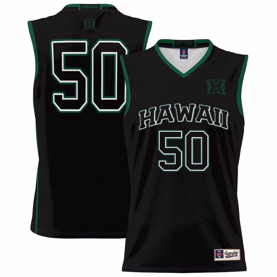#50 Hawaii Rainbow Warriors GameDay Greats Unisex Lightweight Basketball Jersey - Black - Jersey
