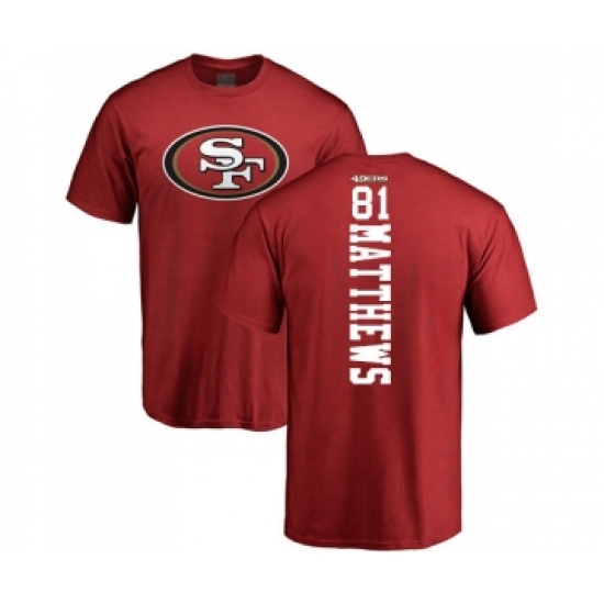 Football San Francisco 49ers #81 Jordan Matthews Red Backer T-Shirt - Jersey
