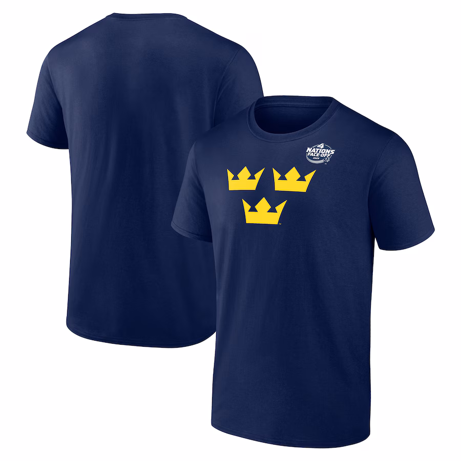 Men's Sweden Fanatics Navy 2025 4 Nations Face-Off Primary Logo T-Shirt - Jersey