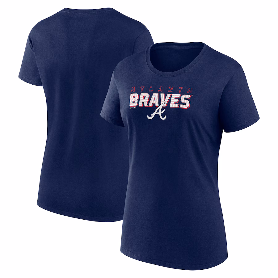 Women's Atlanta Braves Fanatics Navy Lean T-Shirt - Jersey
