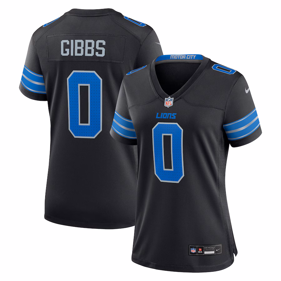 Women's Detroit Lions Jahmyr Gibbs Nike Black 2nd Alternate Game Player Jersey - Jersey