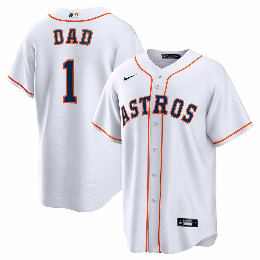 Men's Houston Astros Nike White #1 Dad Home Replica Jersey - Jersey