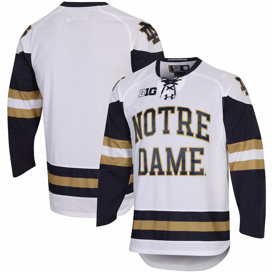 Men's Under Armour White Notre Dame Fighting Irish UA Replica Hockey Jersey - Jersey