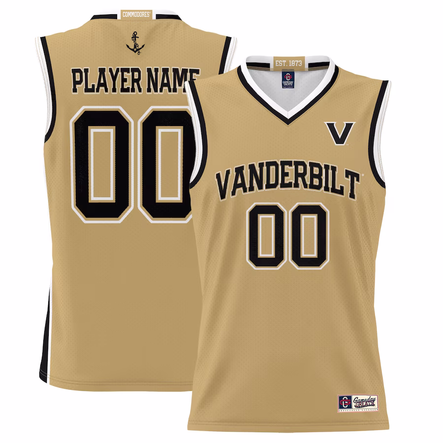Vanderbilt Commodores GameDay Greats Unisex  Lightweight NIL Pick-A-Player Basketball Jersey - Gold - Jersey