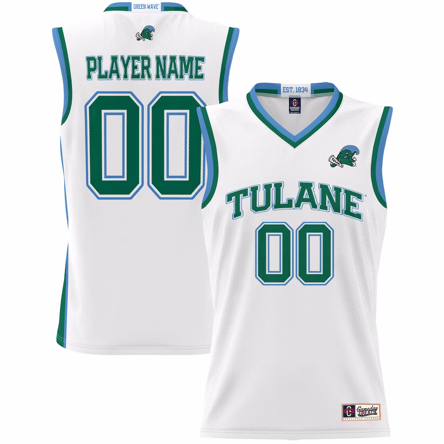 Tulane Green Wave GameDay Greats Unisex  Lightweight NIL Pick-A-Player Basketball Jersey - White - Jersey