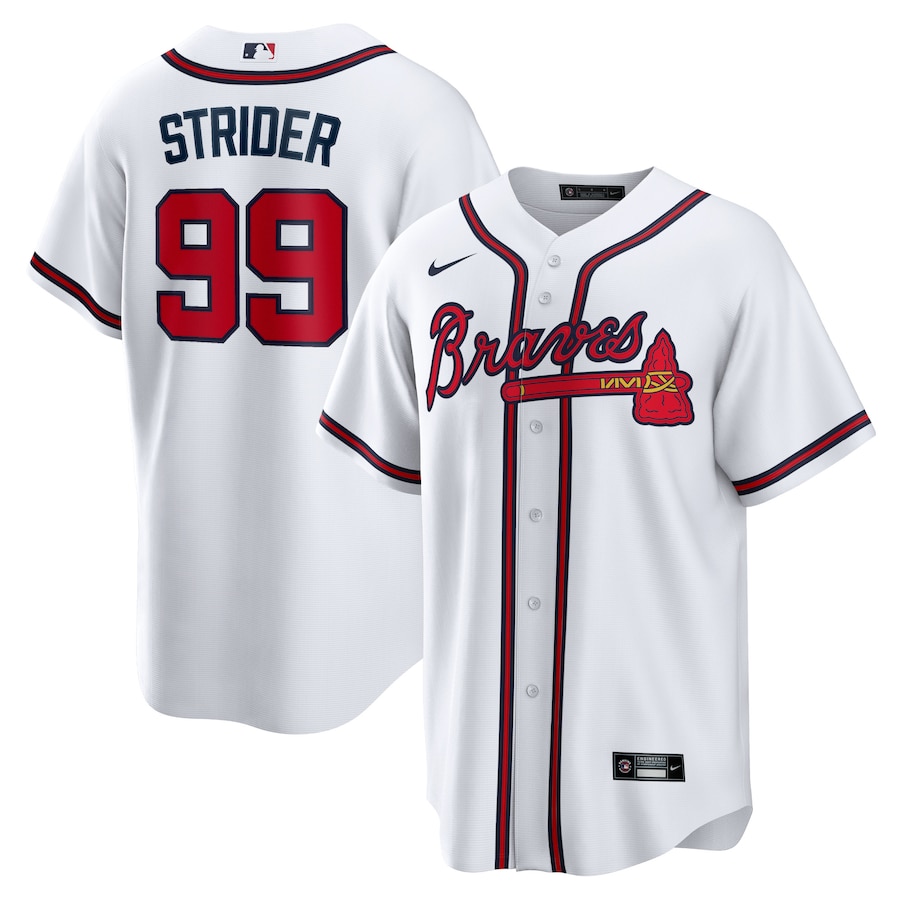 Men's Atlanta Braves Spencer Strider Nike White Replica Player Jersey - Jersey