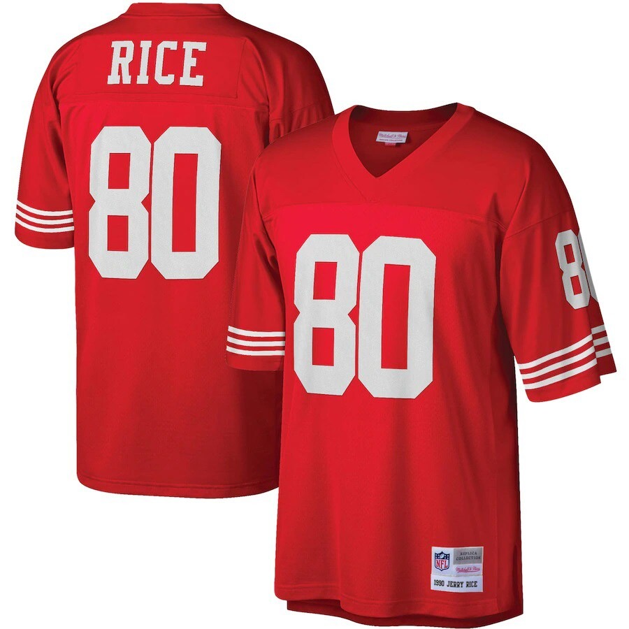 Men's San Francisco 49ers Jerry Rice Mitchell & Ness Scarlet Big & Tall 1990 Retired Player Replica Jersey - Jersey