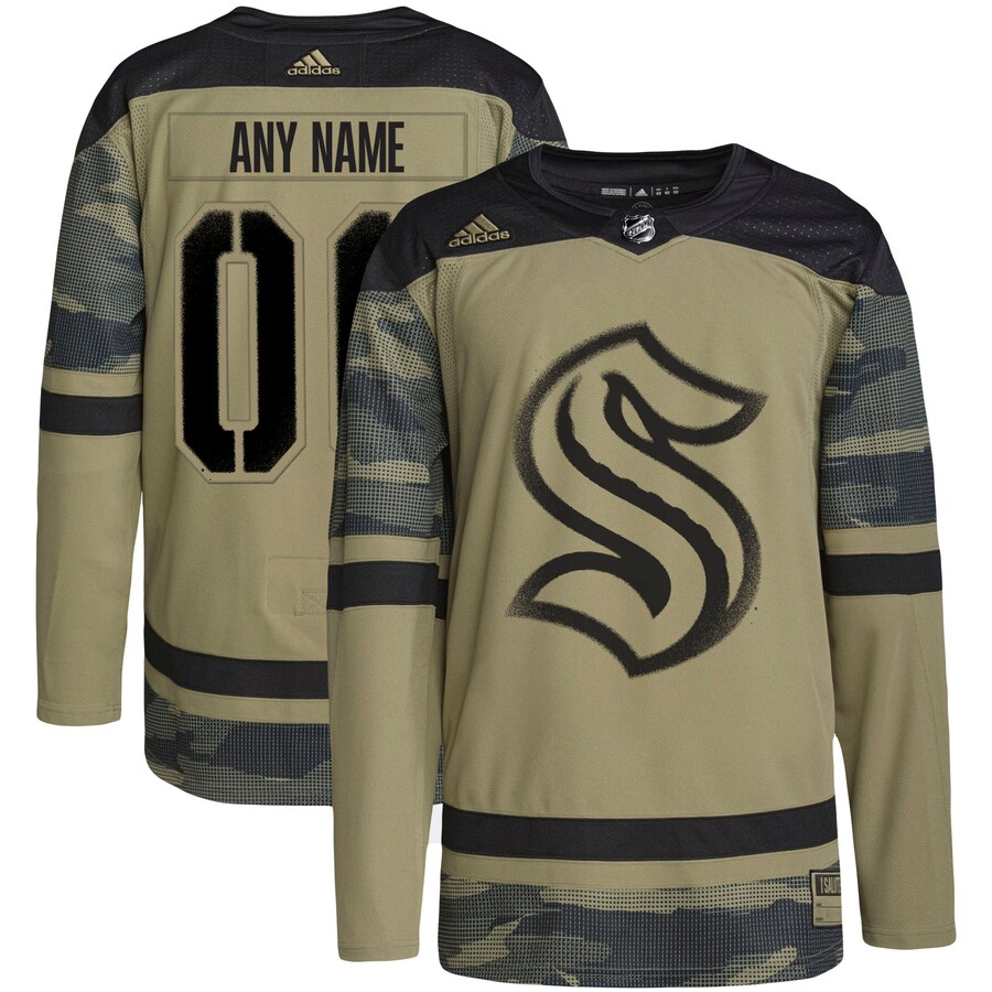 Men's Seattle Kraken adidas Camo Military Appreciation Team Authentic Custom Practice Jersey - Jersey