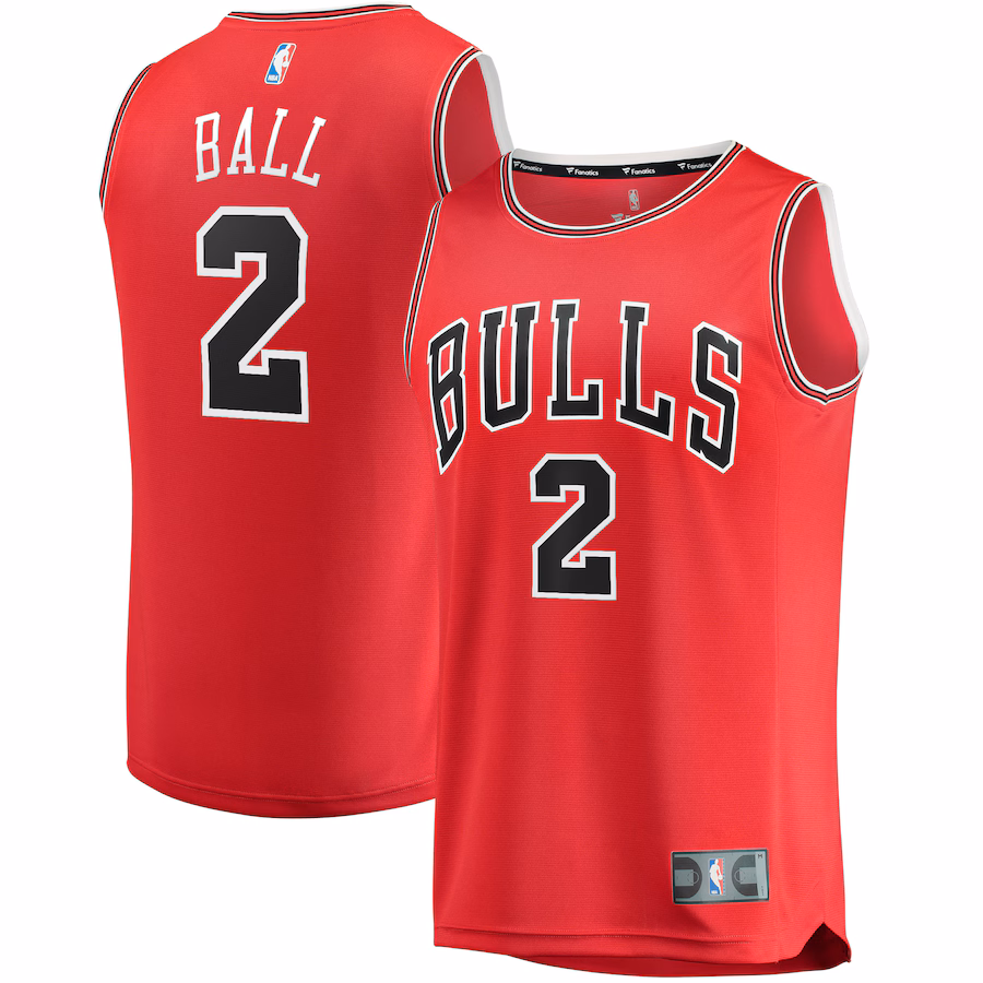 Men's Chicago Bulls Lonzo Ball Fanatics Red Fast Break Road Replica Jersey - Icon Edition - Jersey