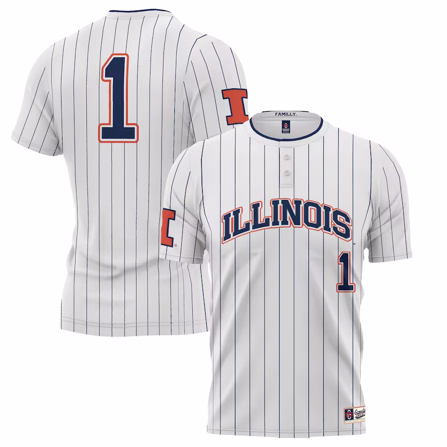 #1 Illinois Fighting Illini GameDay Greats Youth Lightweight Softball Jersey - White - Jersey