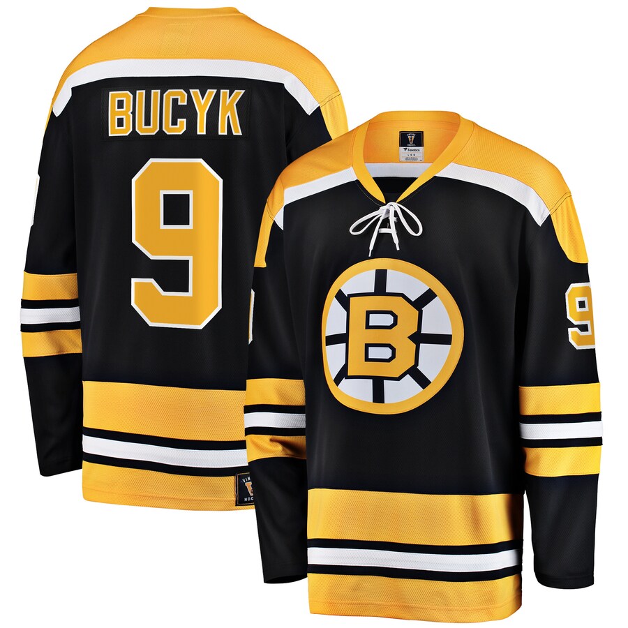 Men's Boston Bruins John Bucyk Fanatics Branded Black Premier Breakaway Retired Player Jersey - Jersey