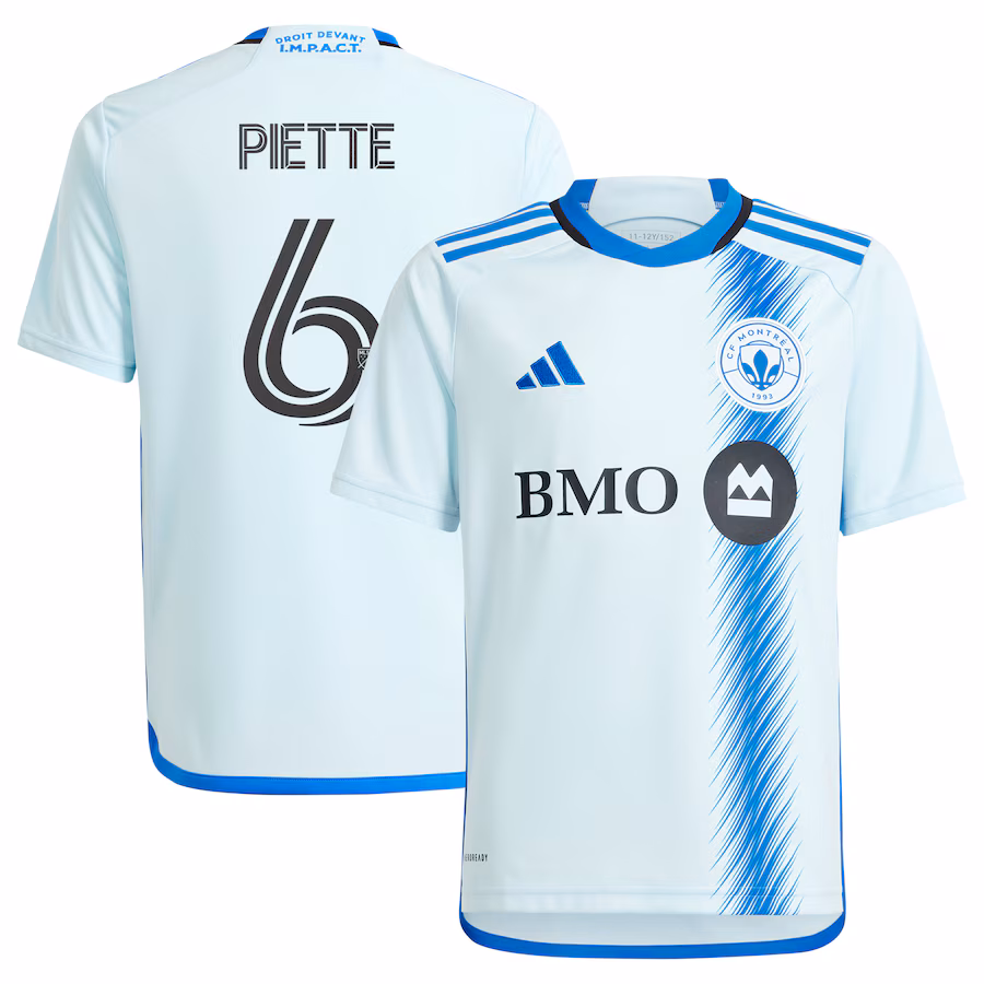 Youth CF Montreal Samuel Piette adidas Light Blue 2024 La Main Replica Player Jersey - Jersey