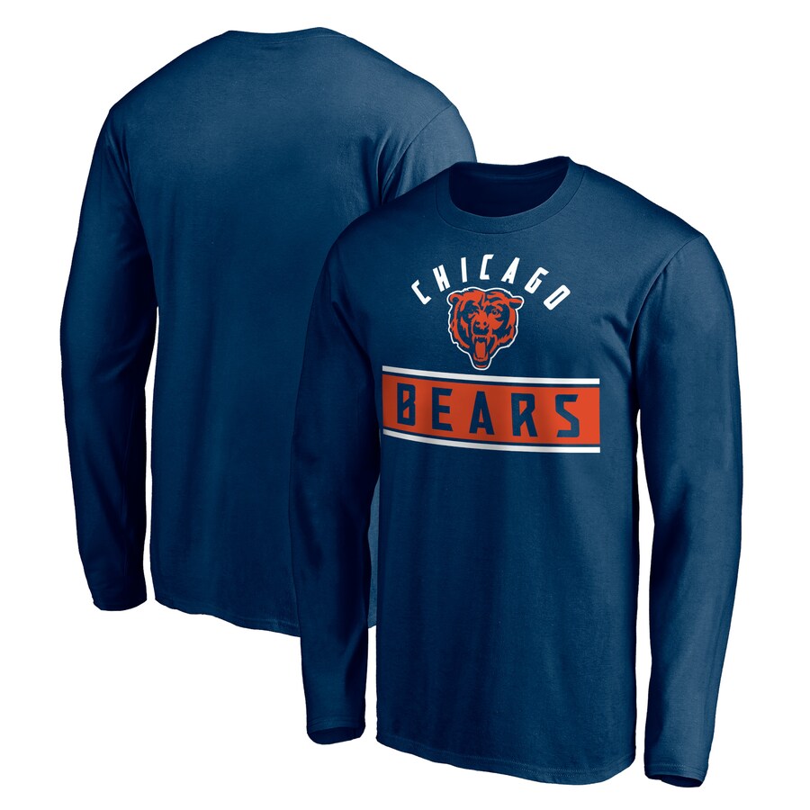 Men's Chicago Bears Navy Team Arch Knockout Long Sleeve T-Shirt - Jersey