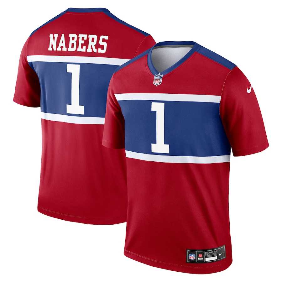 Men's New York Giants Malik Nabers Nike Red Legend Player Performance Top - Jersey