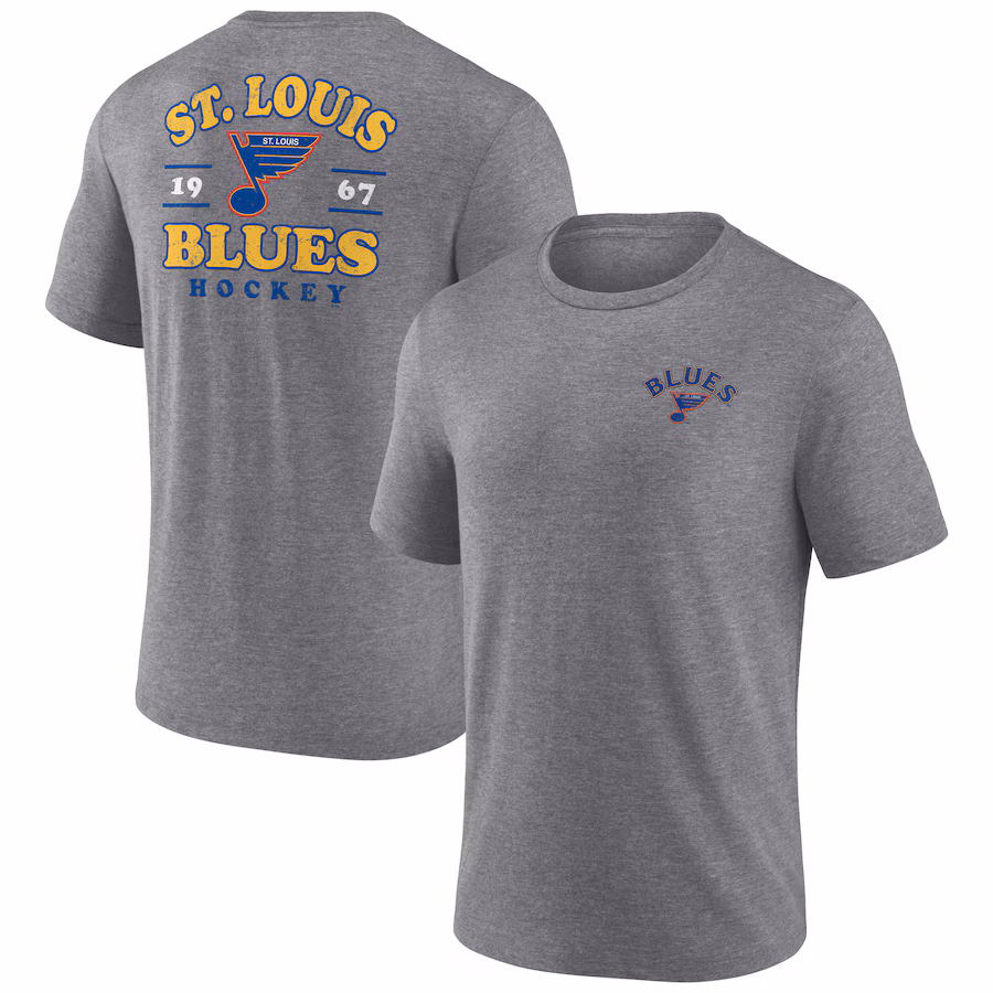 Men's St. Louis Blues Fanatics Heather Gray Winger Tri-Blend T-Shirt - Jersey