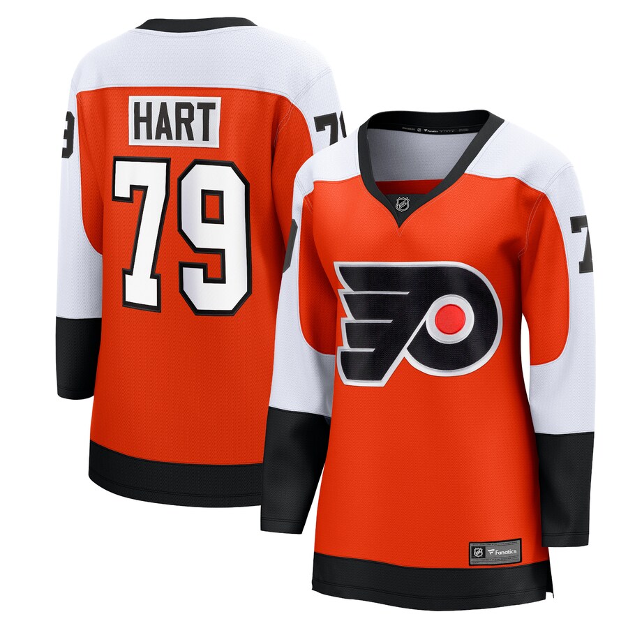 Women's Philadelphia Flyers Carter Hart Fanatics Branded Burnt Orange Home Premier Breakaway Player Jersey - Jersey