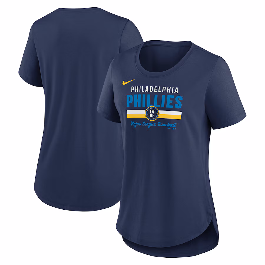 Women's Philadelphia Phillies Nike Navy City Connect Lockup Tri-Blend T-Shirt - Jersey