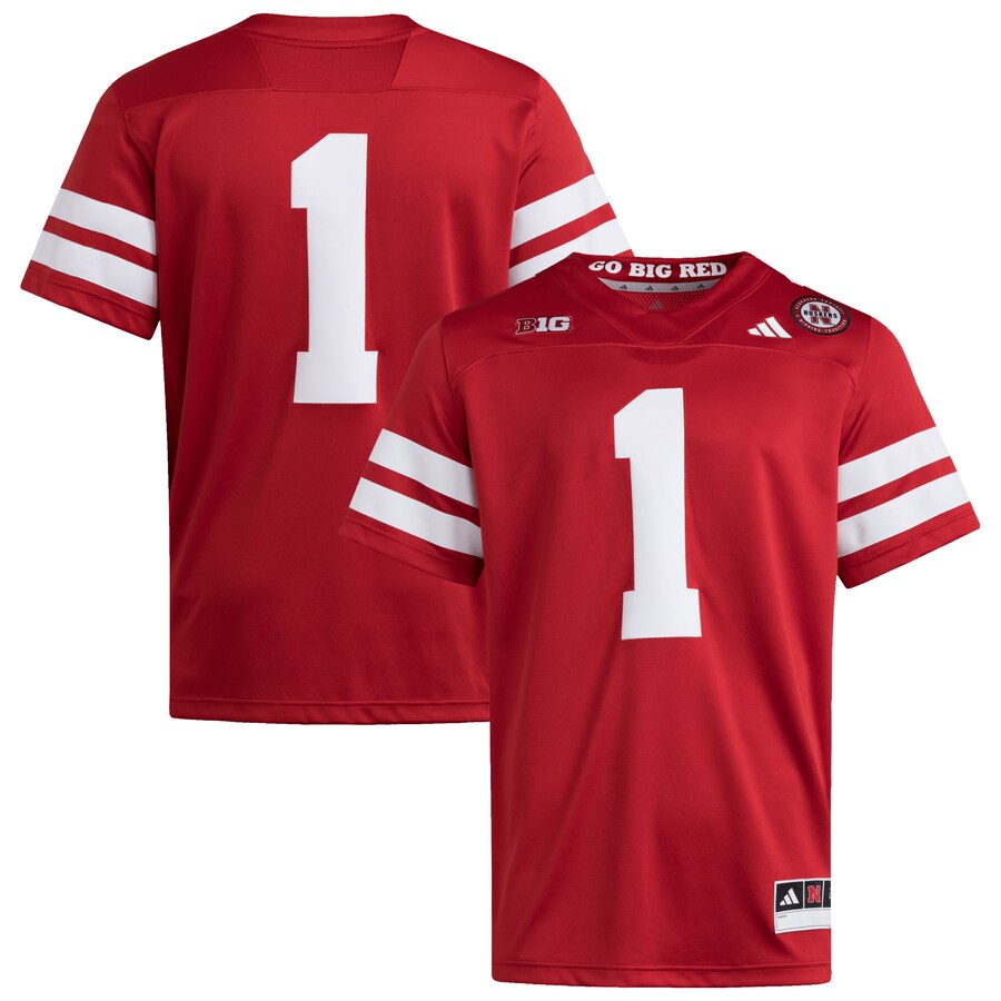 Men's adidas #1 Scarlet Nebraska Huskers Premier Jersey - Jersey