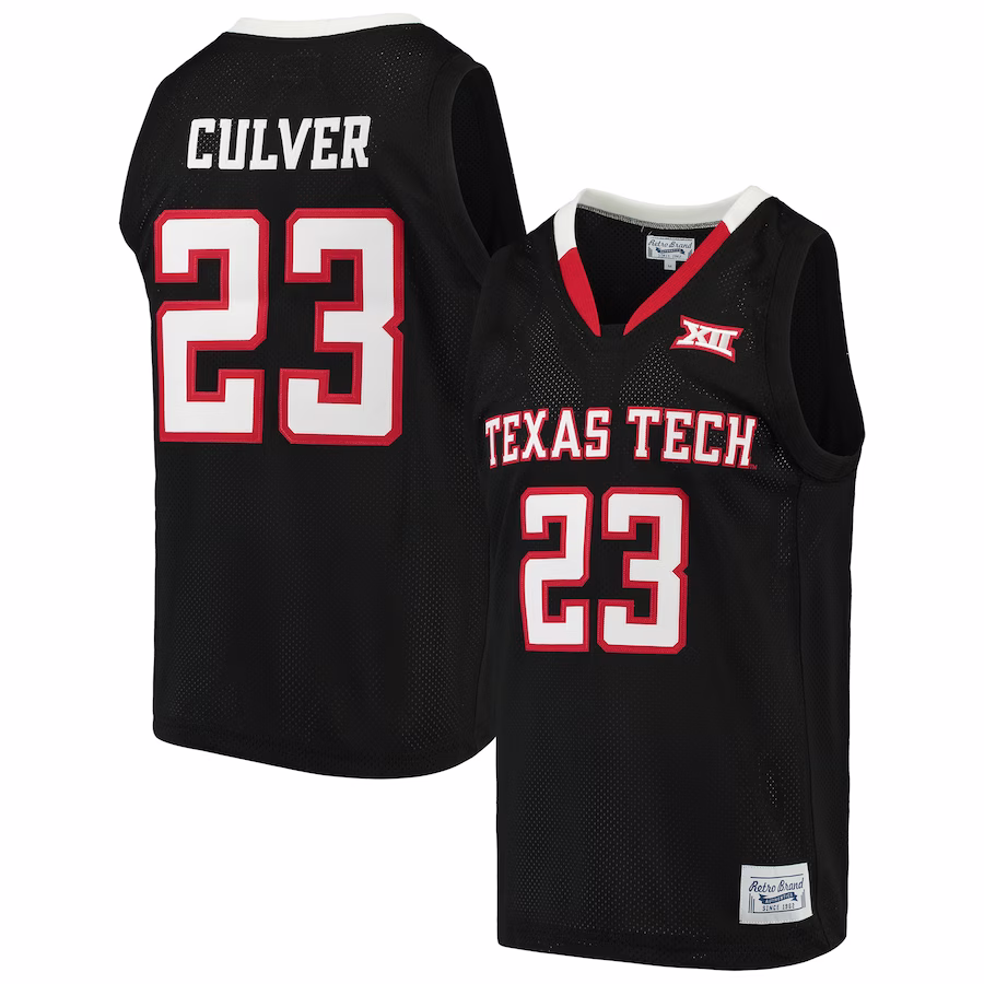 Jarrett Culver Texas Tech Red Raiders Original Retro Brand Alumni Basketball Jersey - Black - Jersey