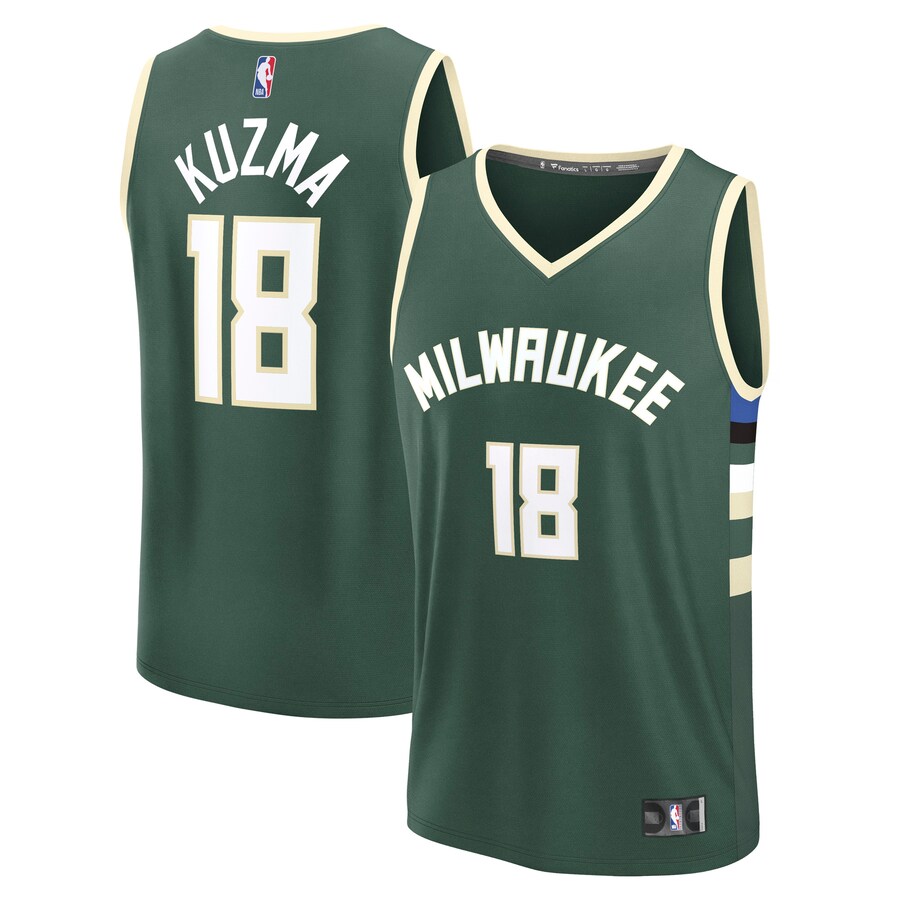 Men's Milwaukee Bucks Kyle Kuzma Fanatics Hunter Green Fast Break Replica Player Jersey - Icon Edition - Jersey