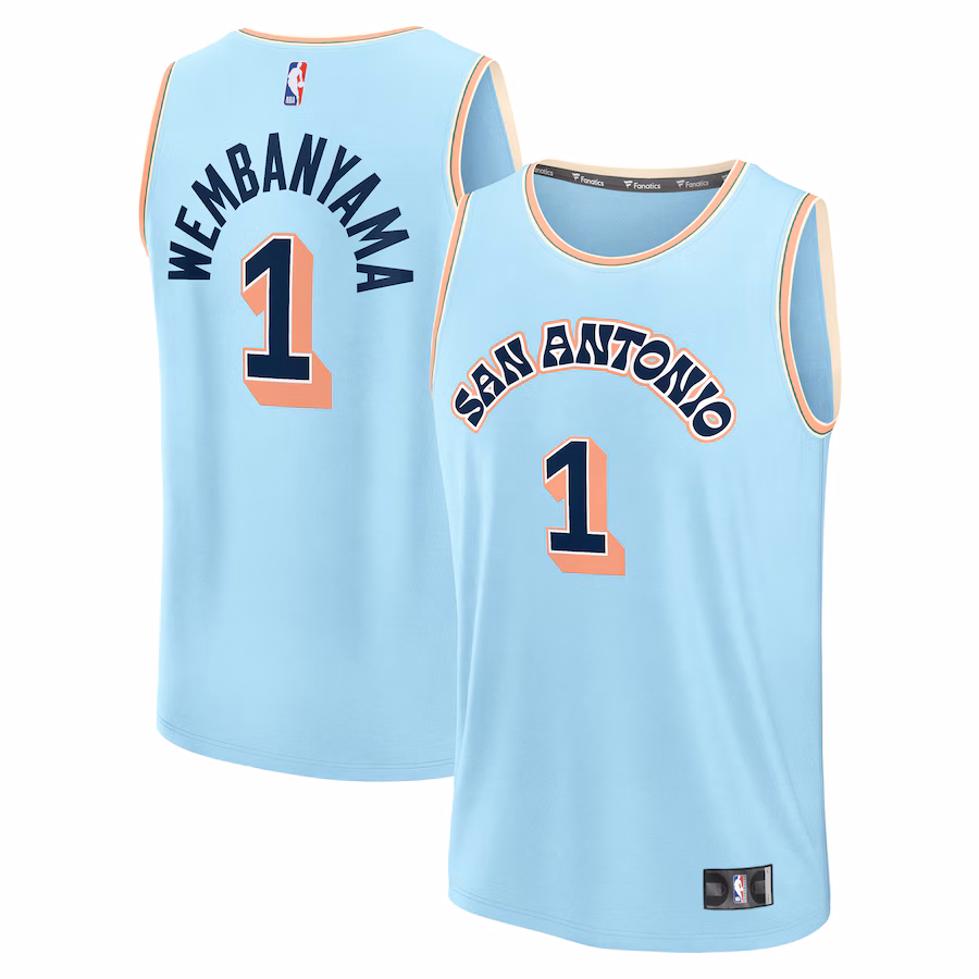 Men's San Antonio Spurs Victor Wembanyama Fanatics Light Blue 2024/25 Fast Break Player Jersey - City Edition - Jersey